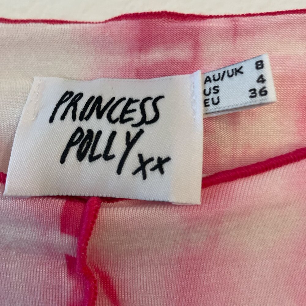 Princess Polly Penny Lane Pink Tie Dye Crop Tee Long Sleeve - Picture 4 of 5